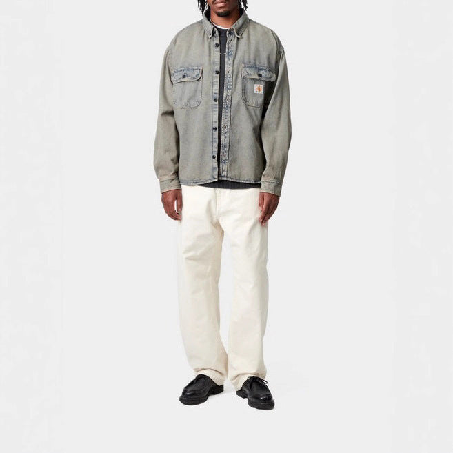 Herren lässige Jeansjacke mit praktischen Pattentaschen und klassischem Schnitt Aliams