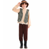 Unisex nan Kinderkostüm Set mit bestickter Paisley-Weste und Rüschenbluse Drune in Oberteil + Hose + Mütze
