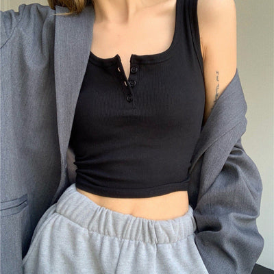 Femme Gerippter Henley Tanktop Heidi-Mode