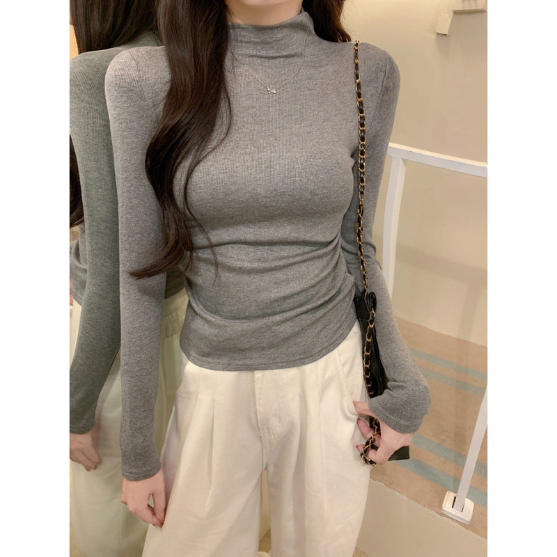 Femme Langarm Mock-Neck Ripp-Top Heidi-Mode