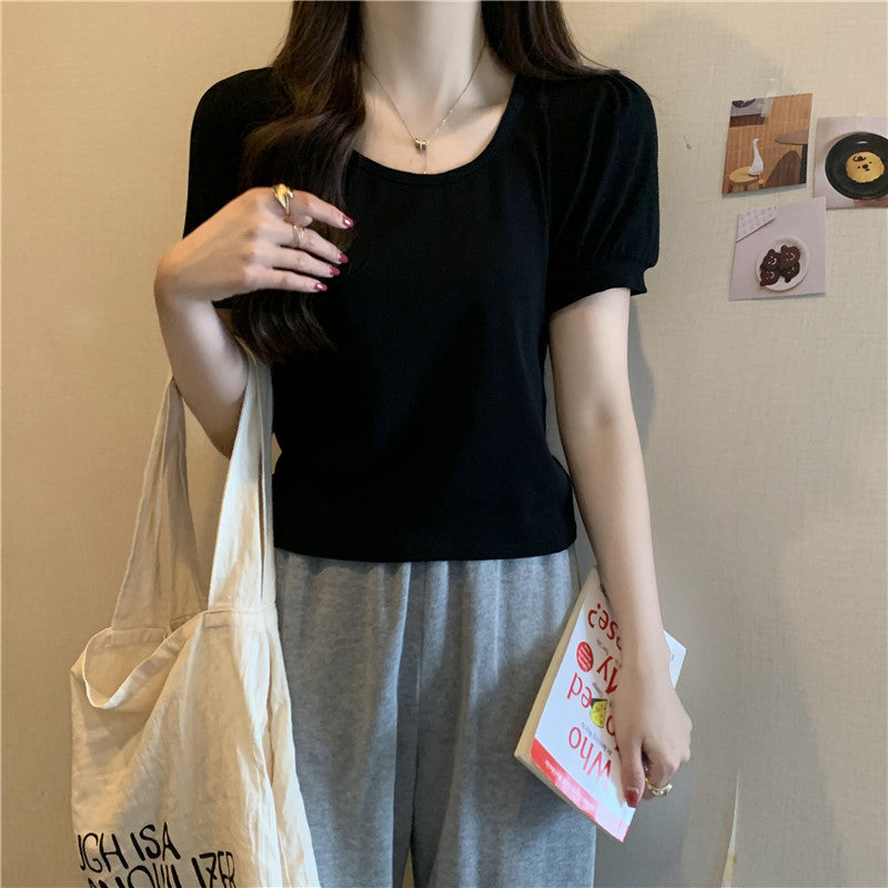 Femme Kurzarm Puffärmel Top Heidi-Mode