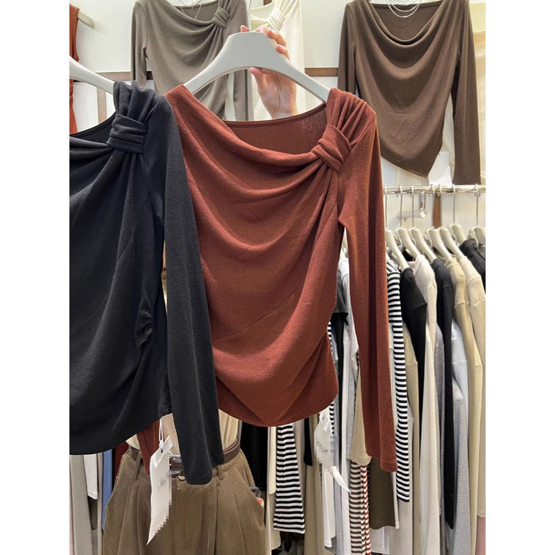 Damen Raffung Langarmoberteil mit elegantem Detail Heidi-Mode