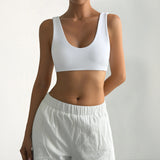 Damen Sport-Bustier mit bequemen breiten Trägern und elastischem Schnitt Drune in Weiß