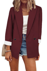 Damen nan legerer Oversize Blazer mit dreiviertelärmeln und kontrastmanschetten Drune in Weinrot