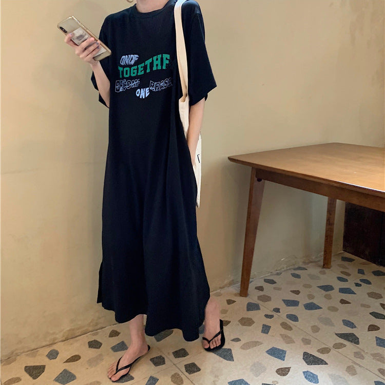 Femme Grafik Maxikleid mit Lockerer Passform Heidi-Mode