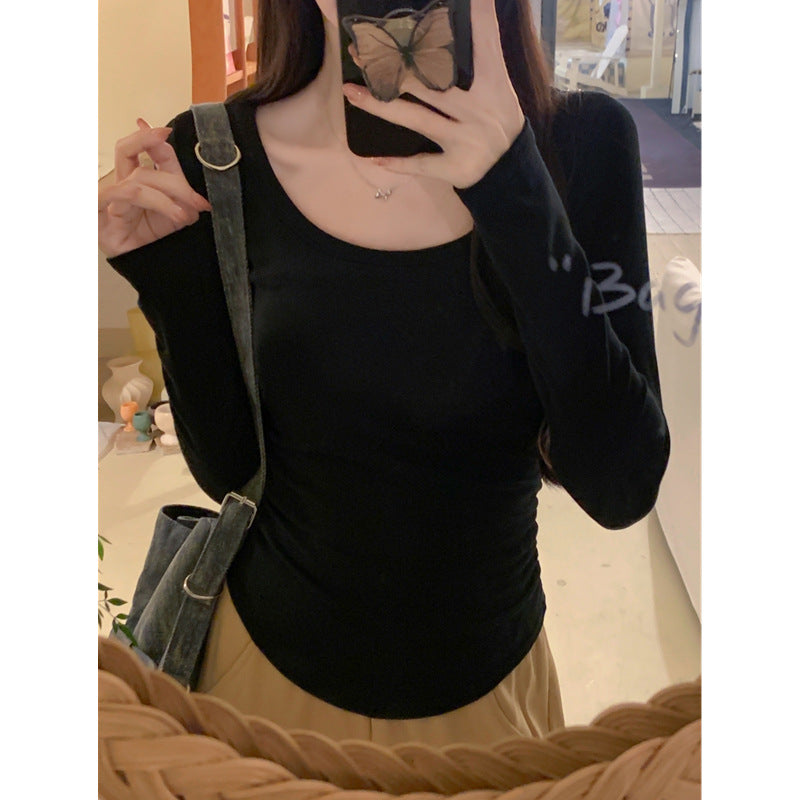 Femme Slim-Fit Raffung Langarm Top Heidi-Mode