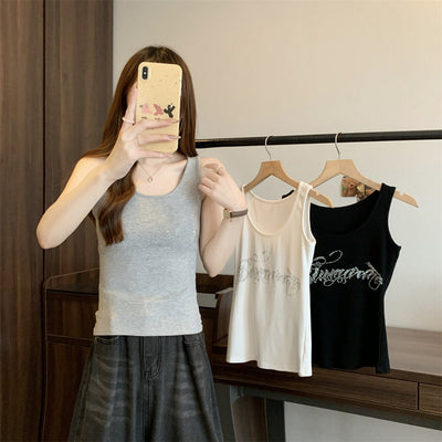 Damen Sleek Rippentop mit Strassdetails Heidi-Mode