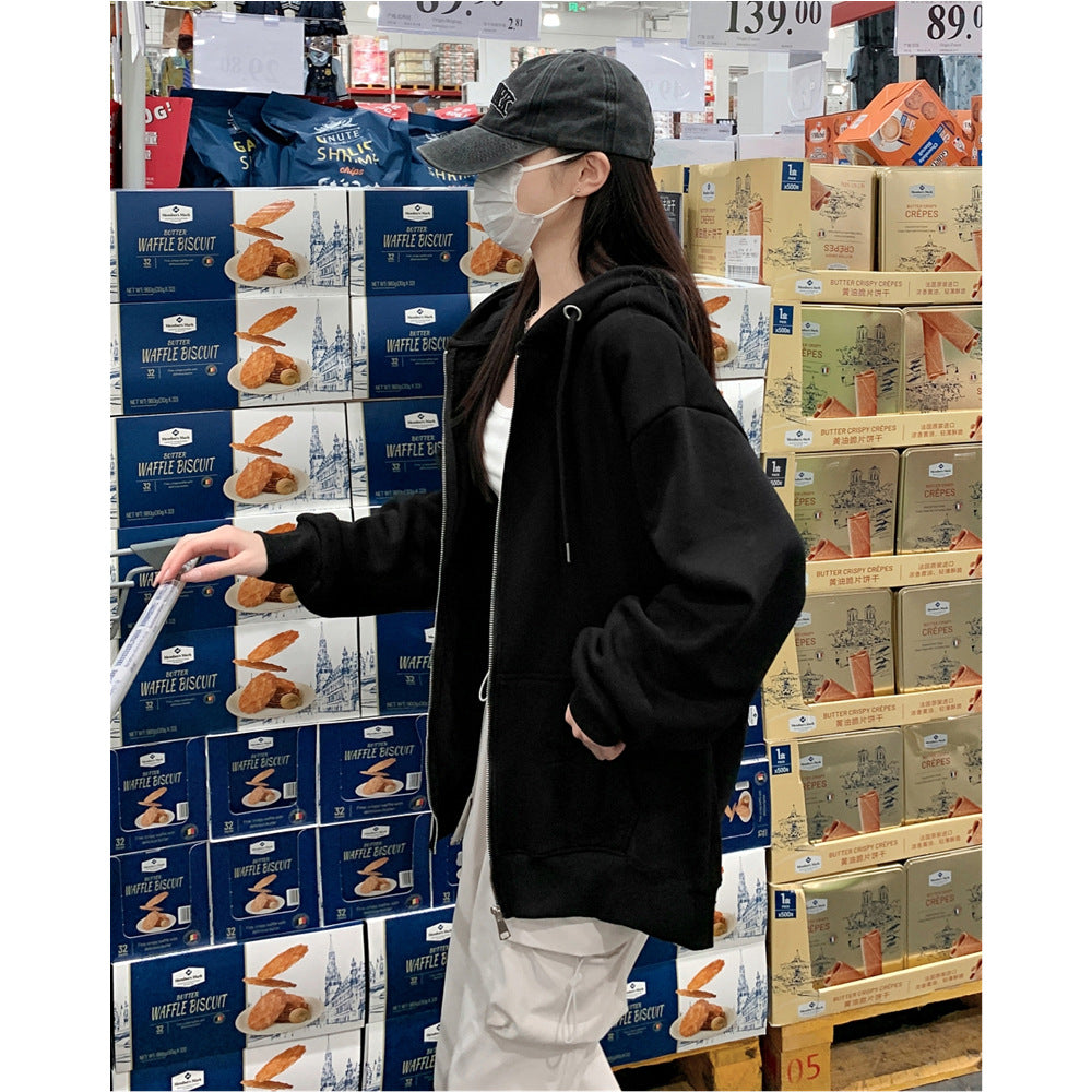 Femme Oversized Zip-Up Hoodie mit Kängurutaschen Heidi-Mode