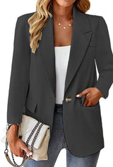 Damen nan taillierter Blazer mit Ein-Knopf-Verschluss Reverskragen und Pattentaschen Drune in Dunkelgrau
