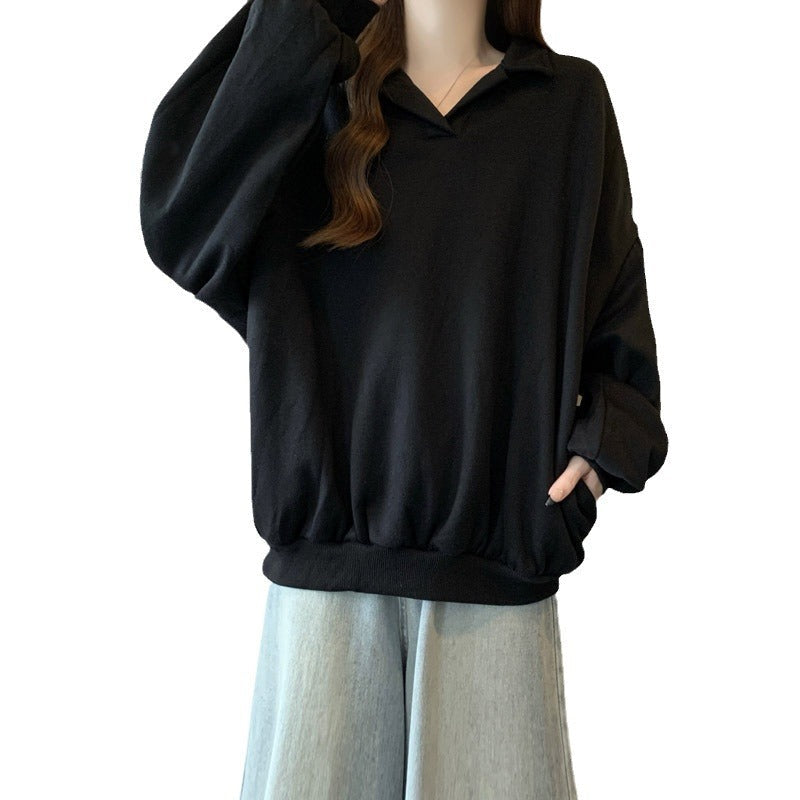 Damen Relaxed Fit Polo Style Sweatshirt mit Ballonärmeln Heidi-Mode