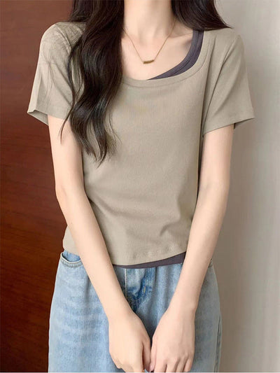 Femme Geschichteter Stretch Baumwolltop Heidi-Mode