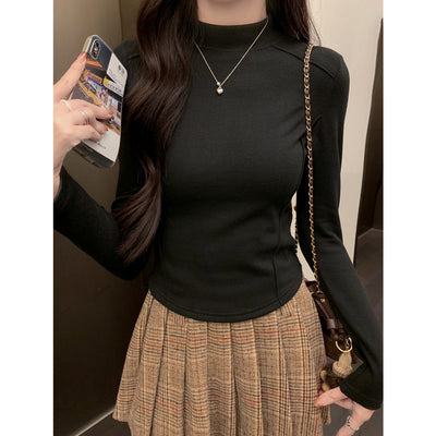 Damen Langarm Mock Neck Top Heidi-Mode