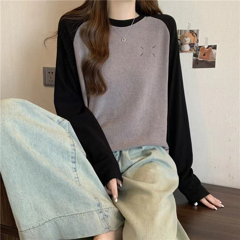 Femme Raglan-Ärmel Pullover Sweatshirt mit weichem Touch-Material Heidi-Mode