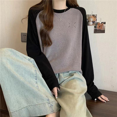 Femme Raglan-Ärmel Pullover Sweatshirt mit weichem Touch-Material Heidi-Mode
