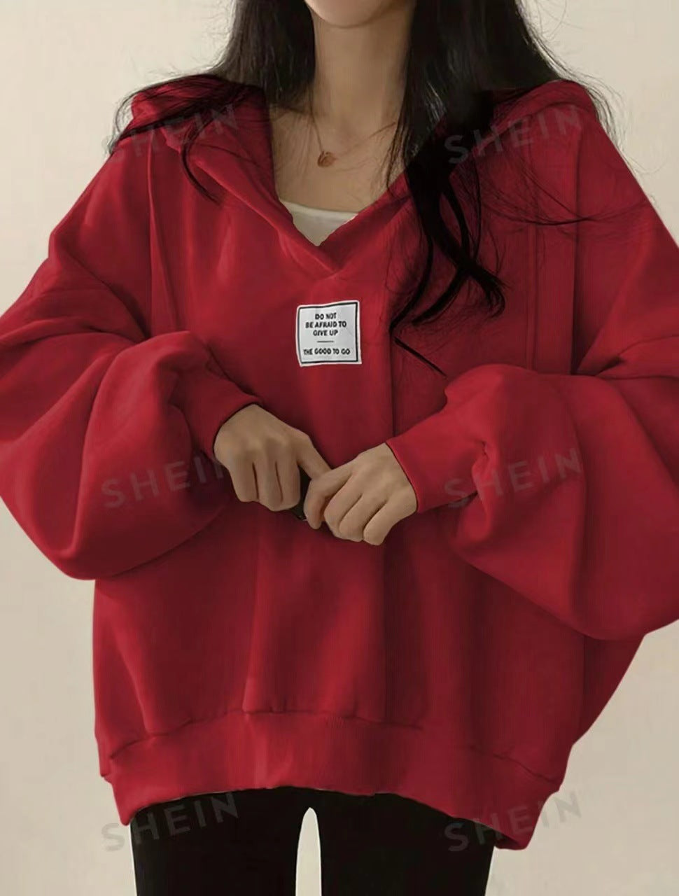 Damen Übergrößen Lässiger Fleece Hoodie mit verstellbarem Kordelzug Heidi-Mode