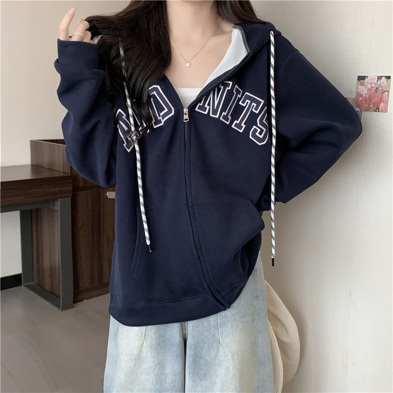 Femme Grafik Zip-Up Hoodie mit Kontrastdetails Heidi-Mode