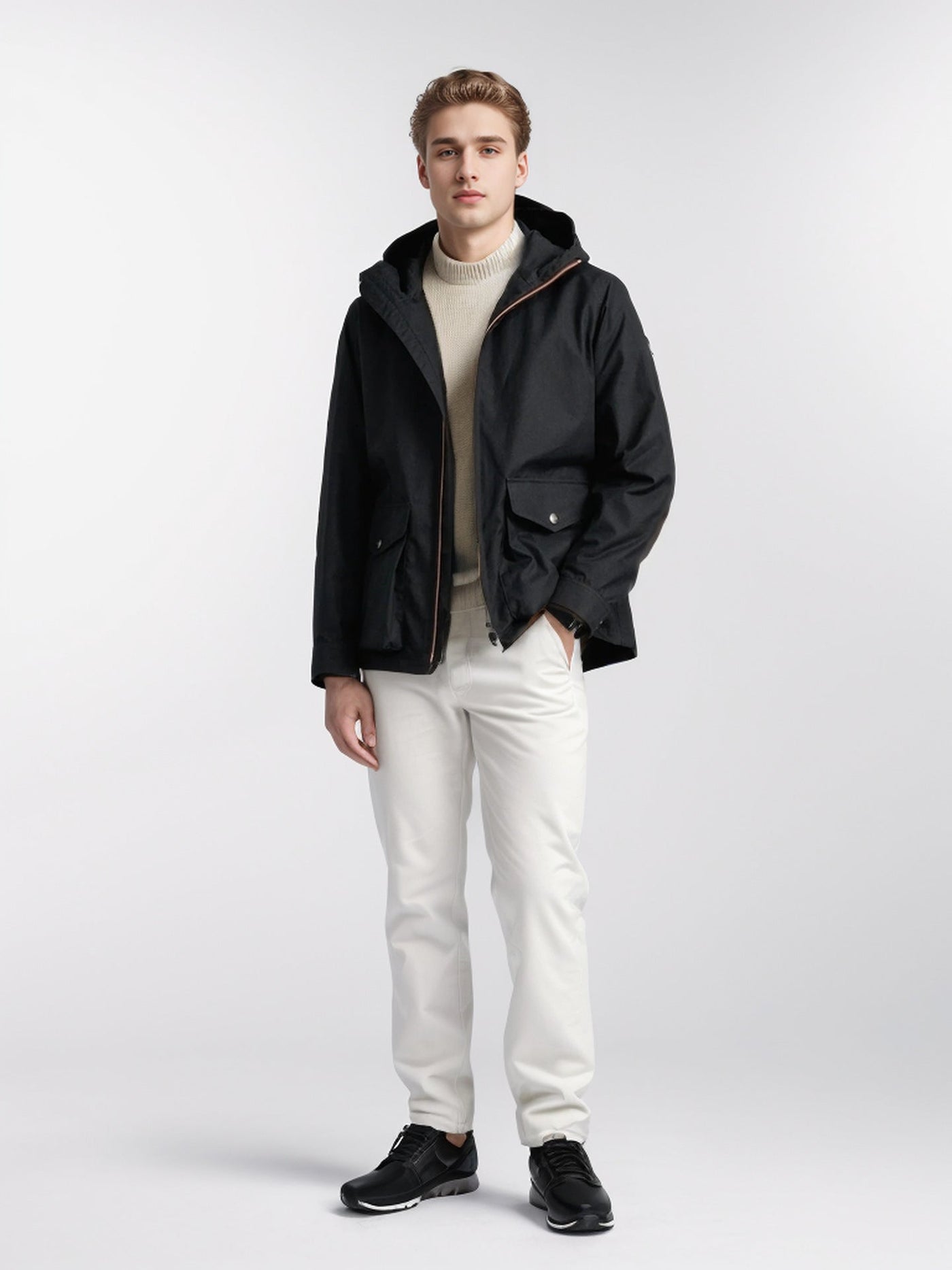 Herren multifunktionale Übergangsjacke mit verstellbarer Kapuze Aliams