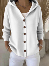 Damen nan Kapuzen-Cardigan mit Knopfleiste und lässiger Oversize-Passform Drune in Weiß