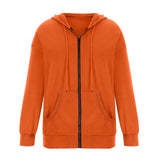 Damen nan Kapuzenjacke mit durchgehendem Reißverschluss, Kängurutaschen und elastischen Bündchen Drune in Orangerot