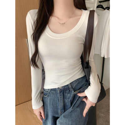 Frau Langarm Basic T-Shirt Heidi-Mode