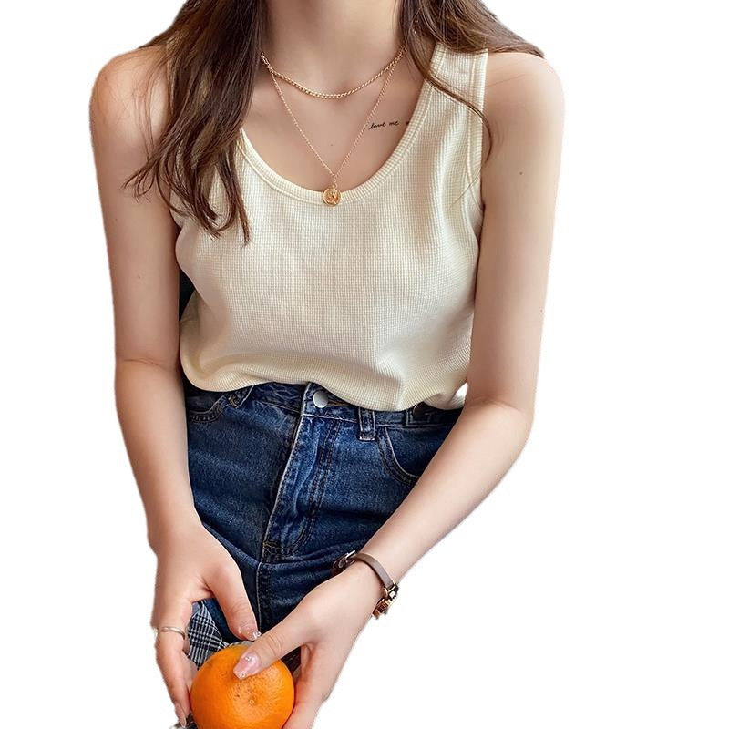 Femme Gerippter Lässiger Ärmelloser Oberteil Heidi-Mode