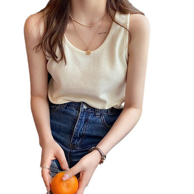 Femme Gerippter Lässiger Ärmelloser Oberteil Heidi-Mode