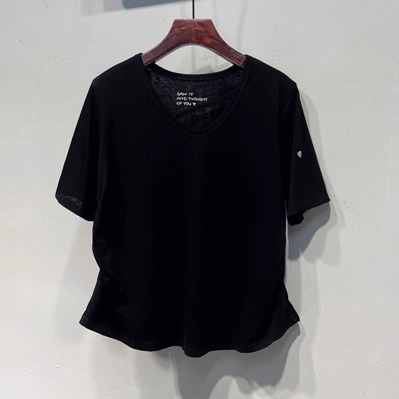 Damen Relaxed Fit V-Ausschnitt Kurzarm T-Shirt Heidi-Mode