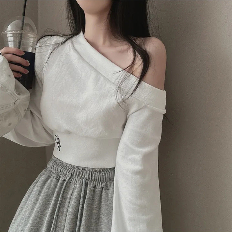 Femme Off-Shoulder Glockenärmel-Oberteil mit elegantem Taillenbund Heidi-Mode