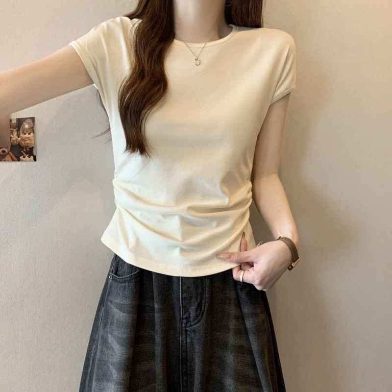 Femme Kurzarm Figurbetont Trendy T-Shirt Heidi-Mode