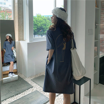 Femme Graphic Übergroßes T-Shirt Kleid Heidi-Mode