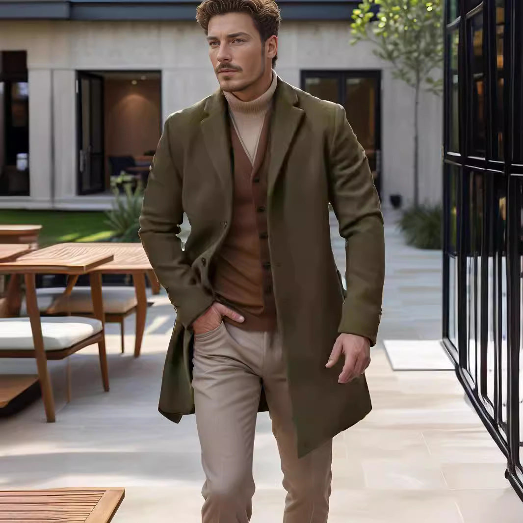 Herren eleganter Langmantel mit modernem Schnitt und hochwertigem Innenfutter Aliams