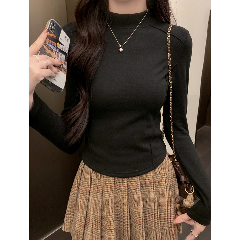 Damen Langarm Mock Neck Top Heidi-Mode