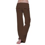 Damen nan lässige Low-Rise Cargo-Loungehose mit weitem Bein, breitem Komfortbund und dekorativen Klappentaschen Drune in Braun
