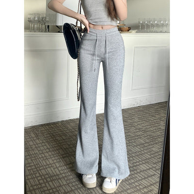 Damen High-Rise Flared Lounge-Hose mit verstellbarem Kordelzug Heidi-Mode