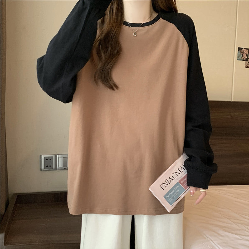 Damen Langarm Farbblock T-Shirt Heidi-Mode