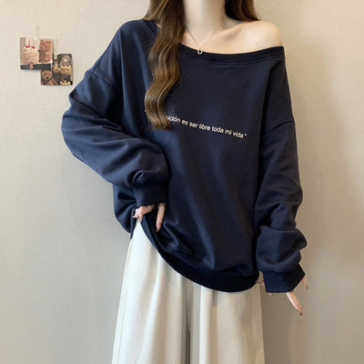 Femme Off-Shoulder Grafik Sweatshirt Heidi-Mode