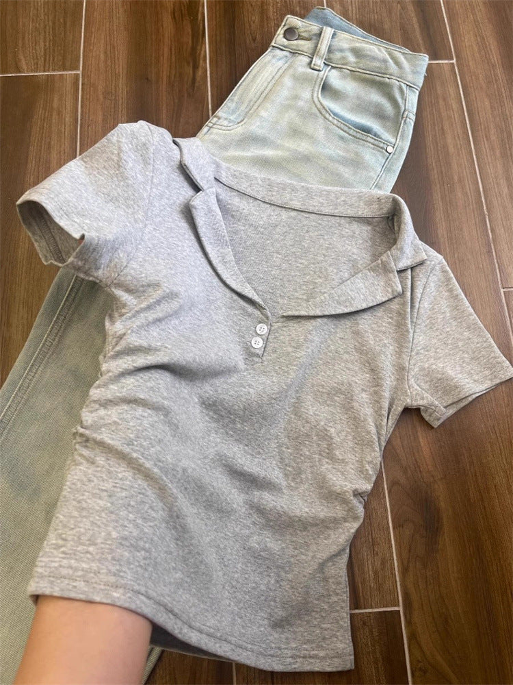 Femme Soft Casual Polohemd mit Knopfdetail Heidi-Mode