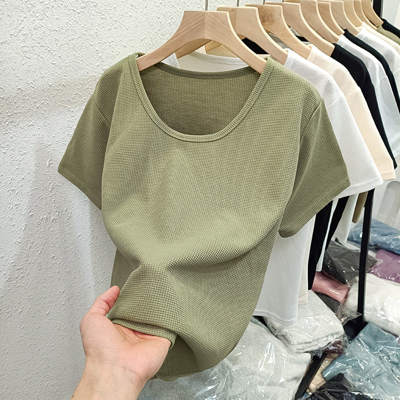 Femme Leichtgewicht Texturiertes Kurzarmoberteil Heidi-Mode