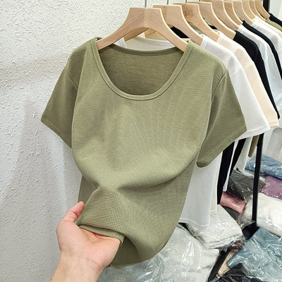 Femme Leichtgewicht Texturiertes Kurzarmoberteil Heidi-Mode