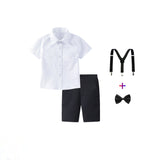 Damen festliches Hemd und Shorts Set mit Hosenträgern Drune in Weiß