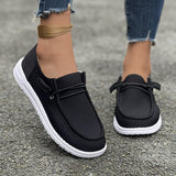 Damen nan lässige Slip-On Sneaker-Halbschuhe mit geripptem Textilobermaterial und elastischer Schnürung Drune in Schwarz