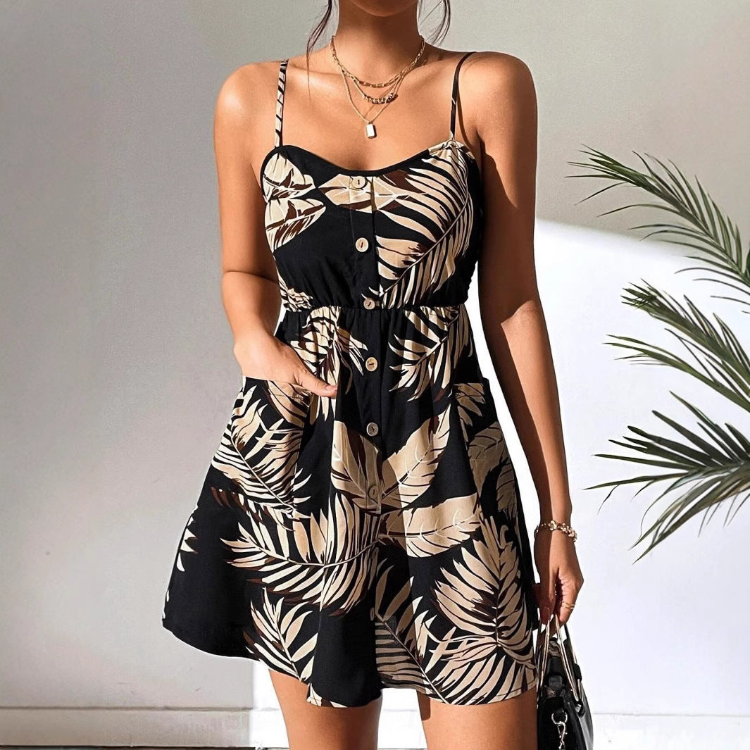 Brianna - Kleid mit Knöpfen vorne und elastischem Taillenmuster