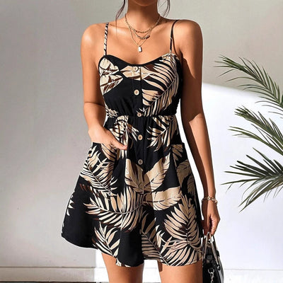 Brianna - Kleid mit Knöpfen vorne und elastischem Taillenmuster