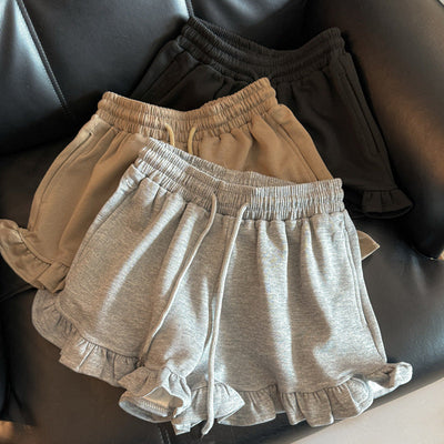 Femme Rüschensaum Entspannter Schnitt Lounge Shorts Heidi-Mode