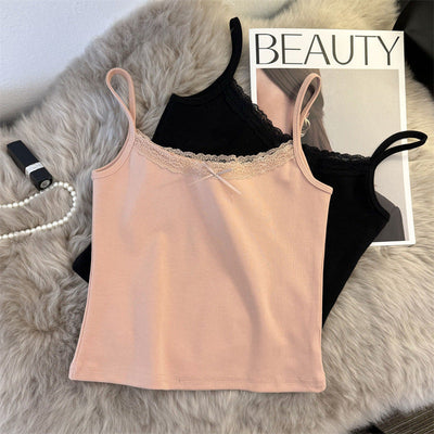 Femme Spaghettiträger-Camisole mit Spitzenbesatz Heidi-Mode
