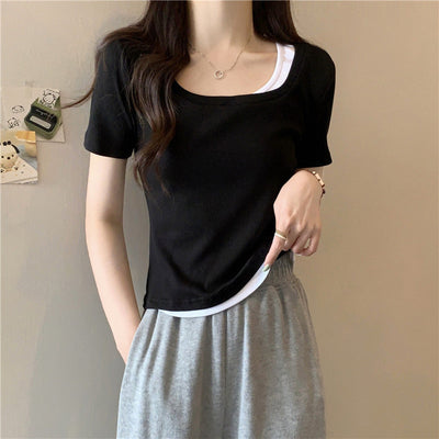 Femme Geschichtete Rundhals T-Shirt Heidi-Mode