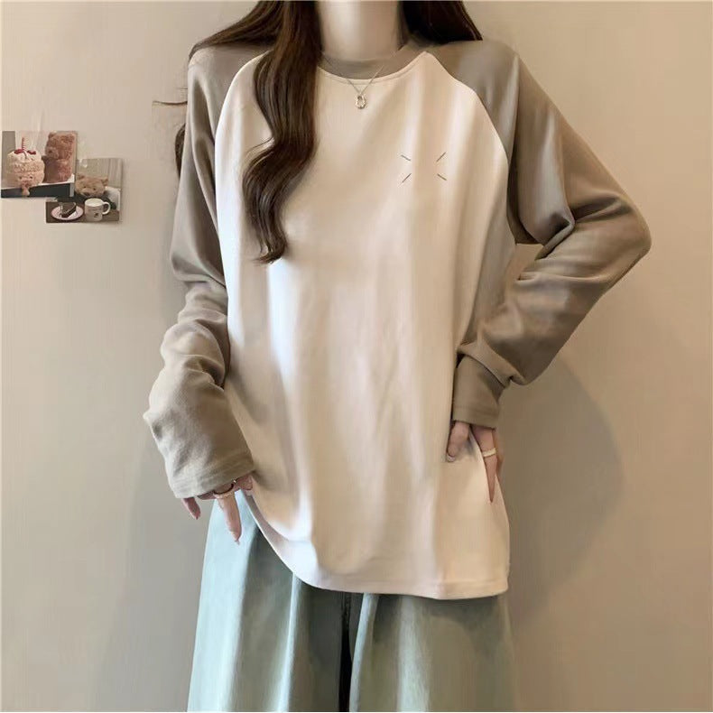 Femme Raglan-Ärmel Pullover Sweatshirt mit weichem Touch-Material Heidi-Mode