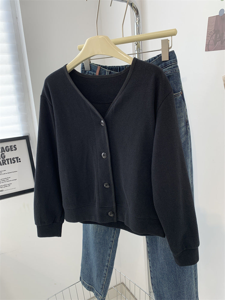 Femme Weicher Strickknopf-Oben Cardi Pullover Heidi-Mode