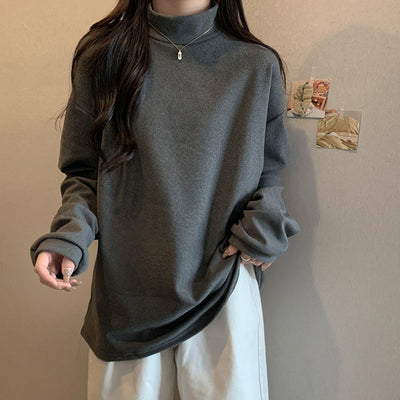 Femme Leichtgewicht Stehkragen Langarmtop Heidi-Mode