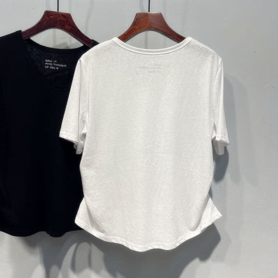 Damen Relaxed Fit V-Ausschnitt Kurzarm T-Shirt Heidi-Mode